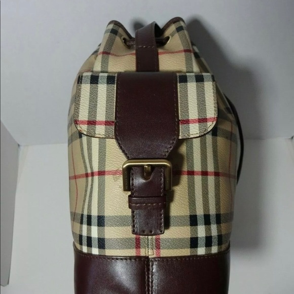 BURBERRY Haymarket Drawstring Bucket Shoulder Bag - Picture 7 of 12